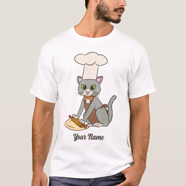 Camiseta Gato de padeiro - Cinza Tom Pastelaria Chef Gato L (Frente)
