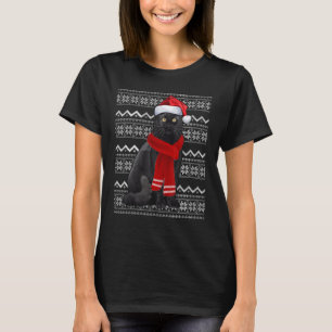 Camiseta Gato de Papai Noel de Natal UGLY no Natal