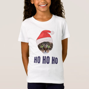Camiseta Gato de papais noeis com chapéu de Papai Noel, Ho 