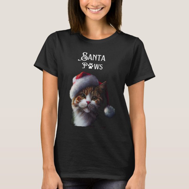 Camiseta Gato de Papais noeis de Natal (Frente)