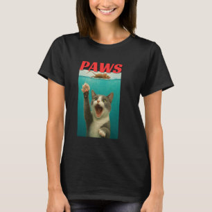 Camiseta Gato de Paródia PAWS Rato Gato Engraçado Perseguin