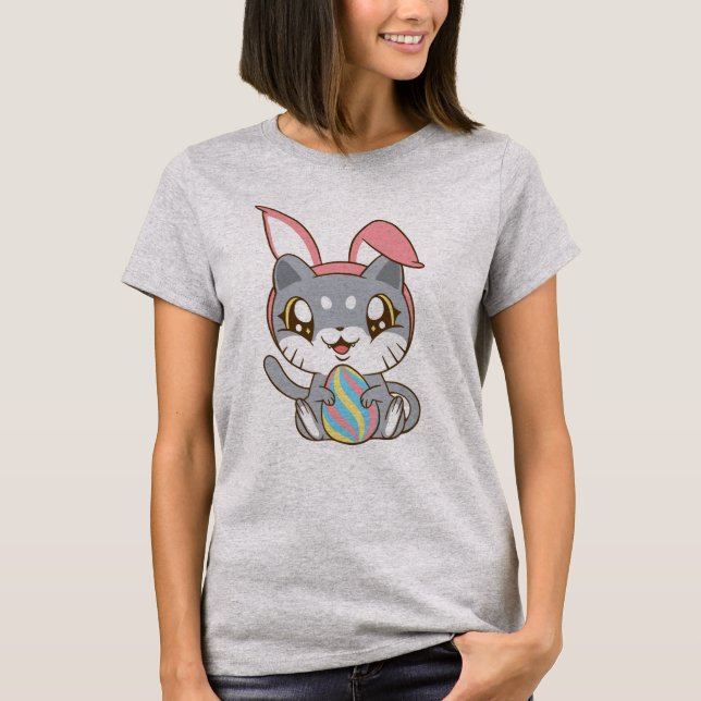 Camiseta Gato de Páscoa Adorável (Frente)