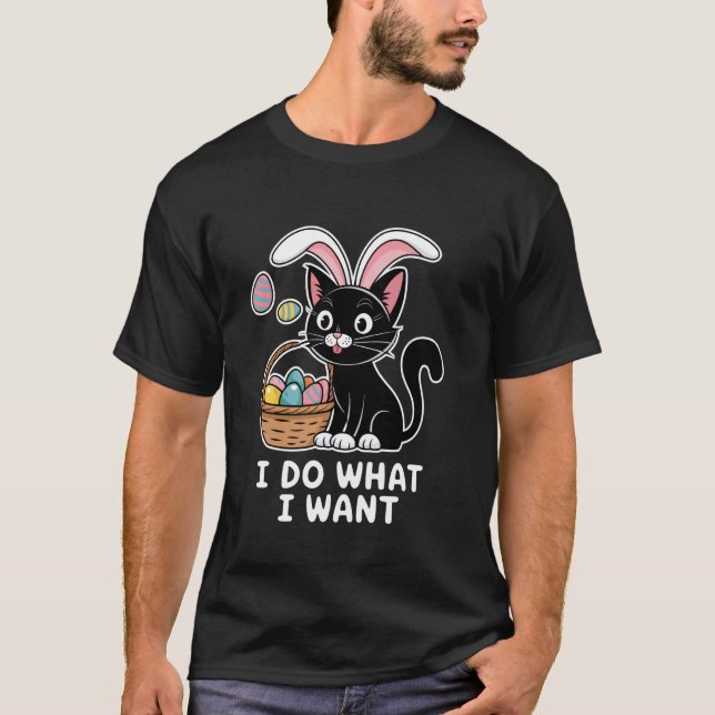 Camiseta Gato de Páscoa Enchimentos de Cesta de Páscoa Home (Frente)