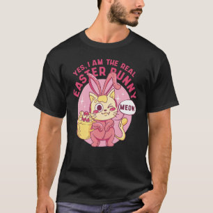 Camiseta Gato de Páscoa Sim Eu Sou o Verdadeiro Coelho de P