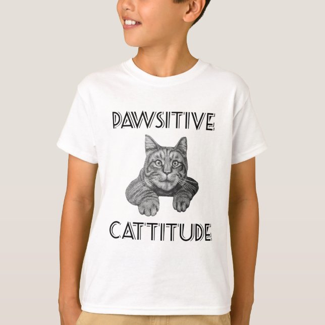 Camiseta Gato de Pawsitive Cattitude (Frente)