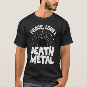 Camiseta Gato de Paz Amor e Morte Metal Gótico Punk Rock Me