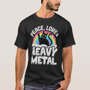 Camiseta Gato de Paz Amor & Heavy Metal Banda Punk de Crian