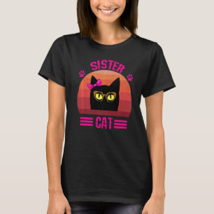 Camiseta Gato De Pequena Irmã Bela Retro Com Óculos-Leopard