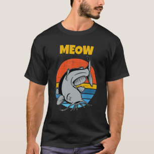 Camiseta Gato de Pescaria Pôr do Sol Retro Meow Bagre