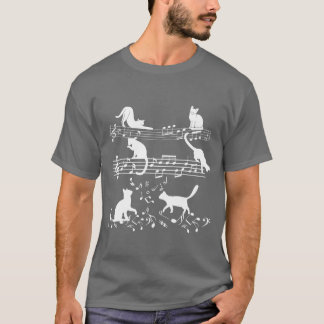Camiseta Gato De Piano De Lover De Música Bonita Tocando Em