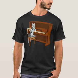 Camiseta Gato de Piano Teclado de Piano Meowsicians