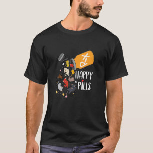 Camiseta Gato de Pílulas Felizes para Gatos Incríveis