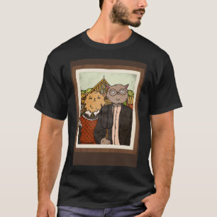 Camiseta Gato de Pintura Gótica Americana