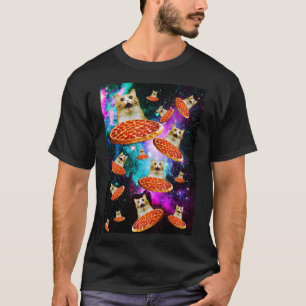 Camiseta Gato de pizza espacial engraçado