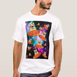 Camiseta Gato de pizza espacial engraçado