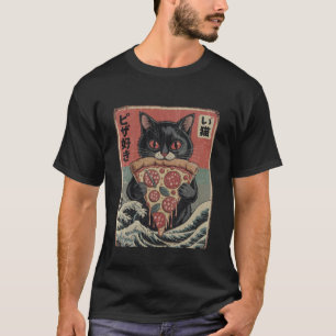 Camiseta Gato de Pizza Japonês 1