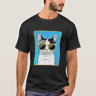 Camiseta Gato De Pop De Retrato De Calico Cat Com Óculos D