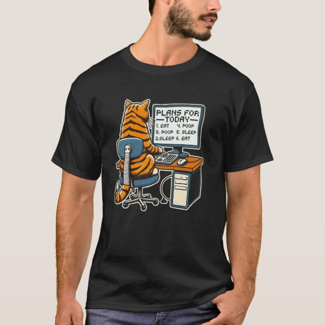 Camiseta Gato de Programação de Computador Engraçado Progra (Frente)