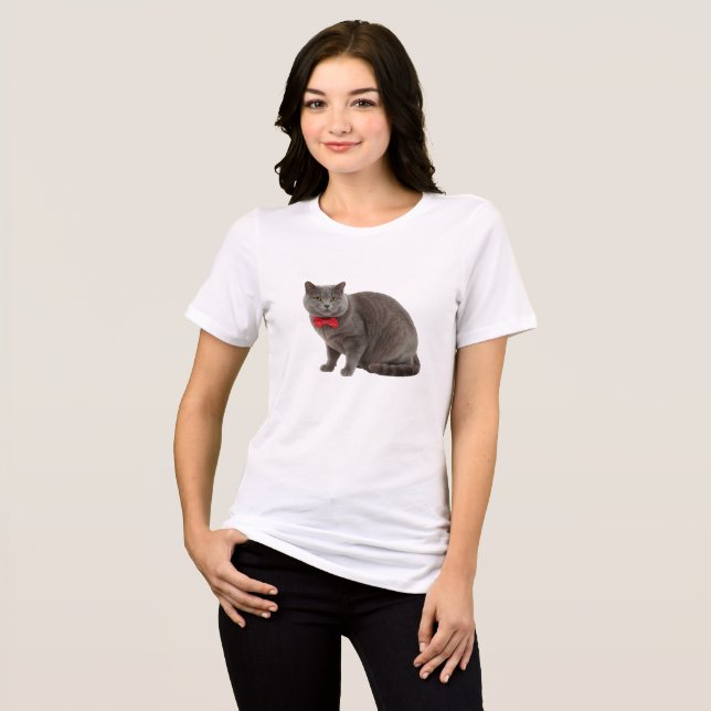 Camiseta Gato de Qualidade Premium, Feminino  (Frente Completa)