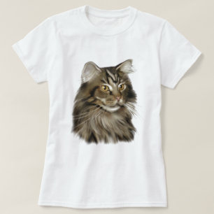 Camiseta Gato de racum preto de Maine do gato malhado