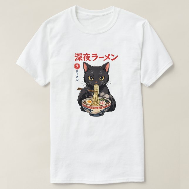 Camiseta Gato de Ramen da Meia-Noite (Frente do Design)