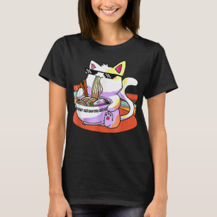 Camiseta Gato de Ramen Japonês Estilo Vintage Kawaii