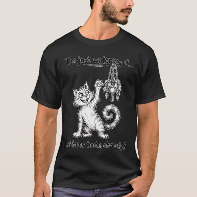 Camiseta Gato de Rega de Plantas (Frente)