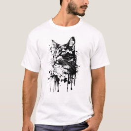 Camiseta Gato de respingo preto e branco