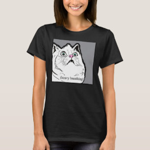 Camiseta Gato De Respiração Pesada Gato De Meme Gordura Cho