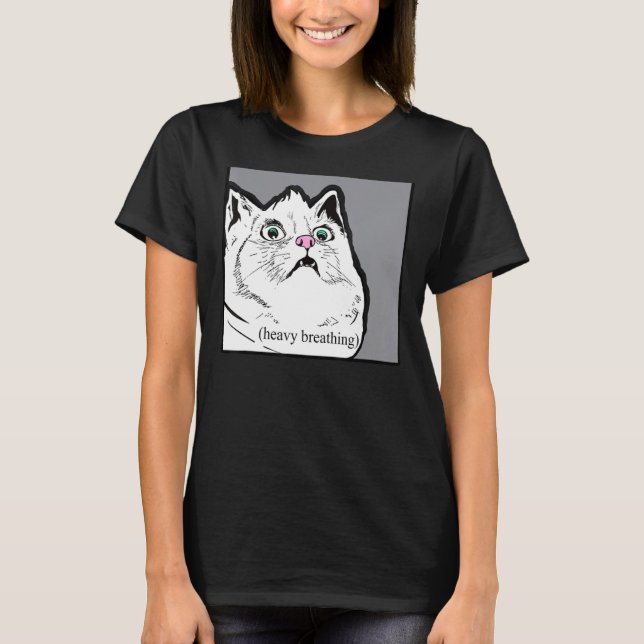 Camiseta Gato De Respiração Pesada Gato De Meme Gordura Cho (Frente)