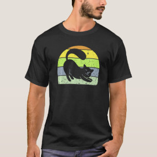 Camiseta Gato De Retrô Vintage Gato De Silhuette Animal 80