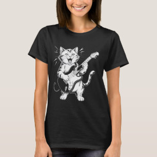 Camiseta Gato de Rocha Divertido Tocando Guitarra Gato Viol