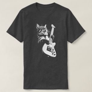 Camiseta Gato de Rocha Tocando Guitarra - Gato de Guitarra 