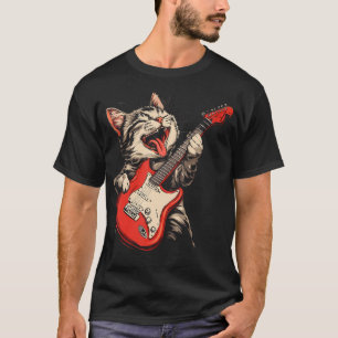 Camiseta Gato de Rocha Tocando Violão
