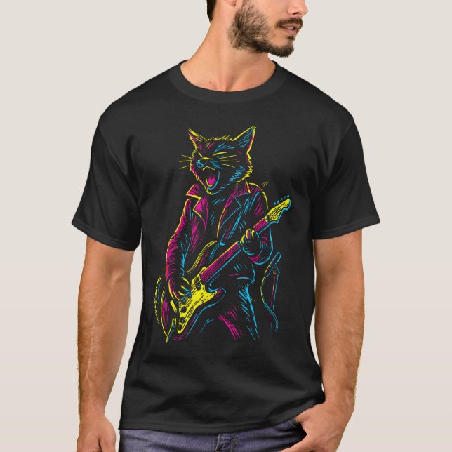 Camiseta Gato de Rock And Roll (Frente)