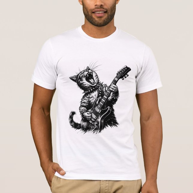 Camiseta Gato de Rock n Roll (Frente)