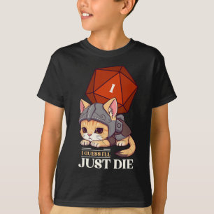 Camiseta Gato de RPG Acho que vou Morrer D20 Gato Falhou Un