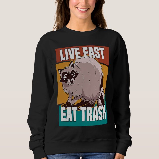 Camiseta Gato de Rua Mapache Come Lixo Vive Rápido (Frente)