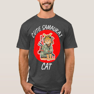 Camiseta Gato de samurai bonitinho, gato amante 1