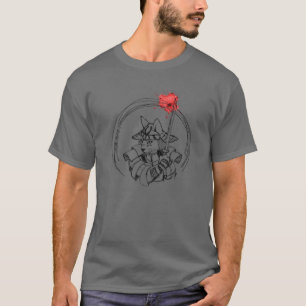 Camiseta Gato De Samurai Desenhado À Mão Com Splatters De S
