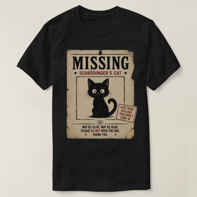 CAMISETA GATO DE SCHRODINGER (Frente do Design)