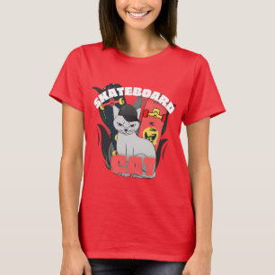 Camiseta gato de skate simples e bonito