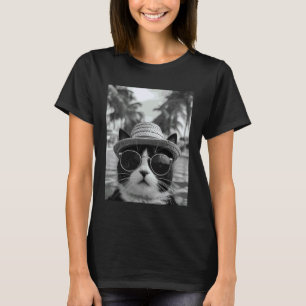 Camiseta Gato de Smoking Engraçado Selfie Gato Férias de Ve