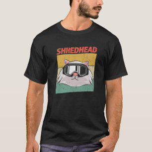 Camiseta Gato De Snowboard Engraçado E Engraçado Em Óculos