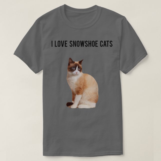 Camiseta Gato de Snowshoe e eu adoro gatos de Snowshoe (Frente do Design)