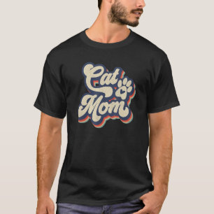 Camiseta Gato de Sol Retroativo Mãe Gata Gato Gato Mulheres