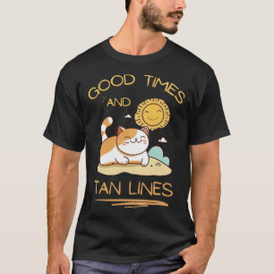 Camiseta Gato de solário Sol Boas Momentos Linhas de Bronze