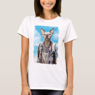 Camiseta Gato de Sphynx. turista