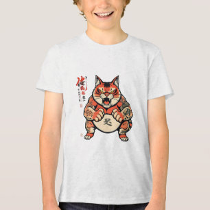 Camiseta Gato de Sumorai em uma posição de luta engraçada T