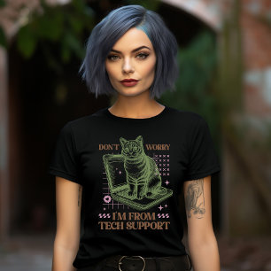Camiseta Gato de Suporte Técnico Computador